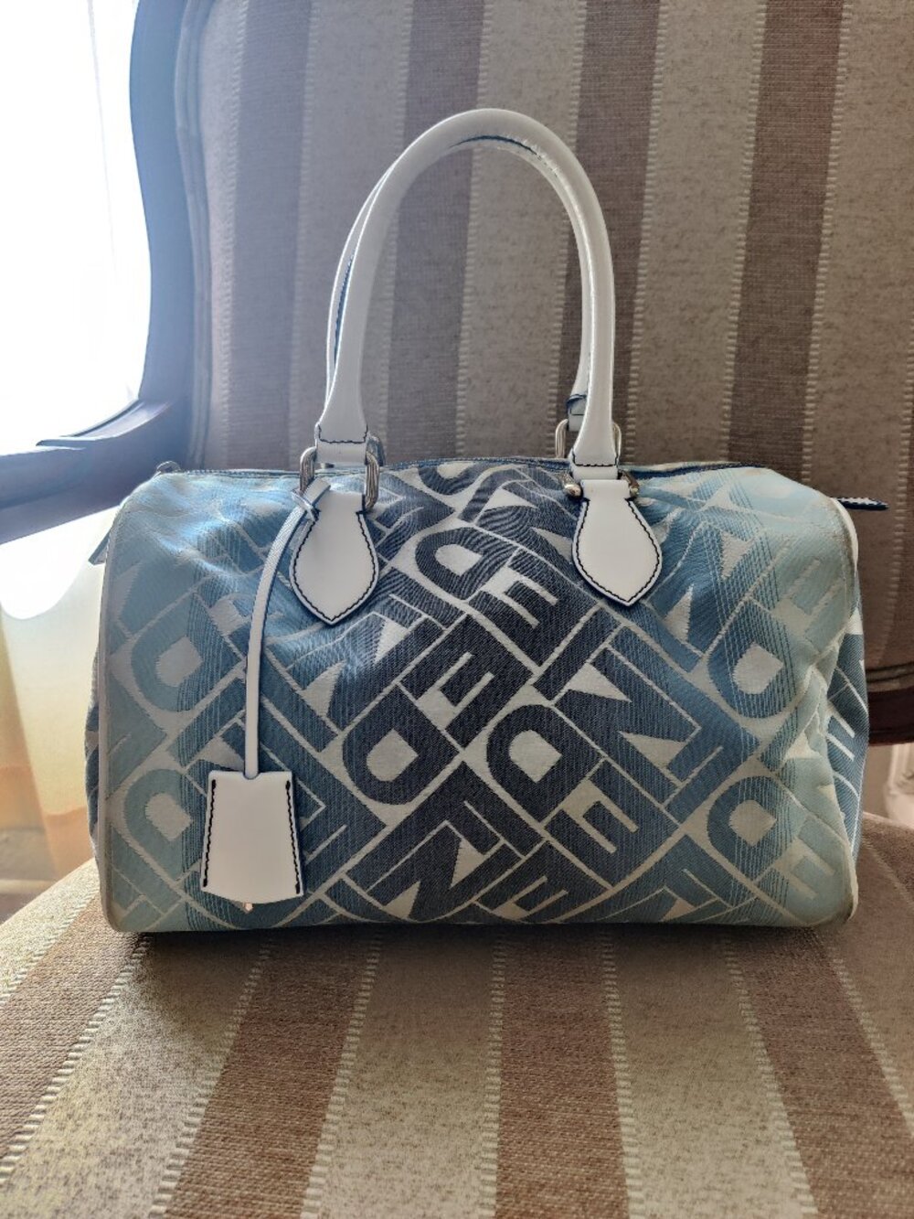 FENDI Speedy Bag Baulotto Forever Tess Logo Blue & White Ombre